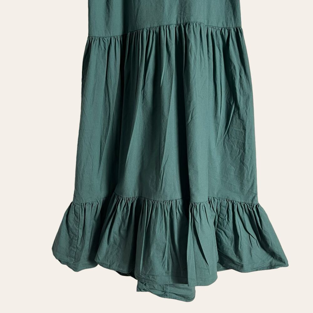 Peter Som Collective Green Puff Sleeve Tiered Tie Back Mini Dress Size 6 - Picture 9 of 15